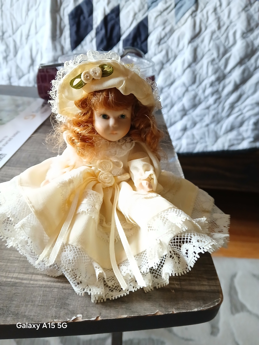 Porcelain Doll in Cream Lace Dress